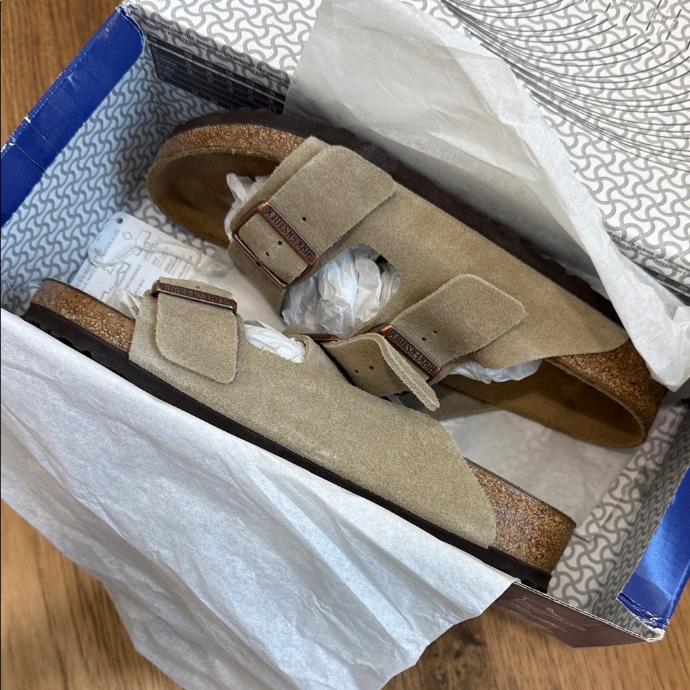 Birkenstock Taupe Suede Double Strap Sandals - Picture 3 of 5